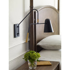 Simon Modern Wall Light In Black Finish With Burnished Brass Accents FE-SIMON1