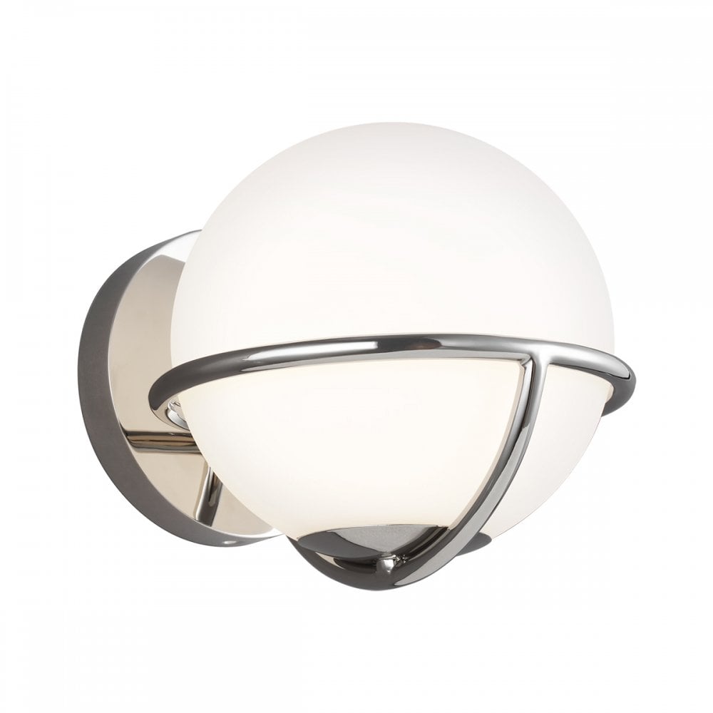 Asher Globe Wall Light In Polished Nickel Finish With Opal Etched Glass FE-APOLLO1-PN