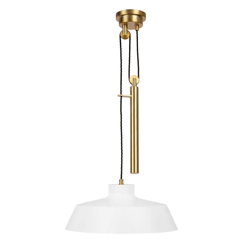 Candor Modern Ceiling Pendant Light In Matt White Finish With Burnished Brass Accent FE-CANDOR-P