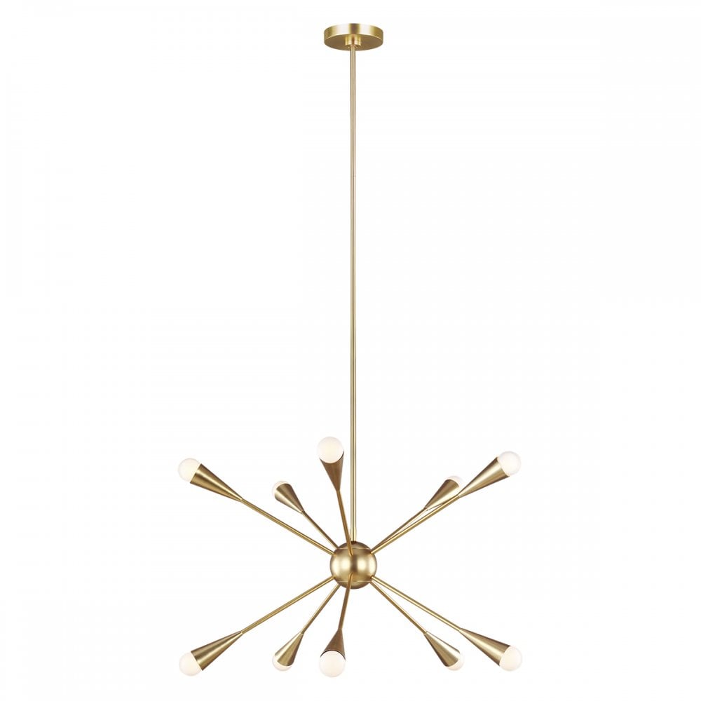 Jax Modern 10 Light Ceiling Pendant Light In Burnished Brass Finish FE-JAX10-BB