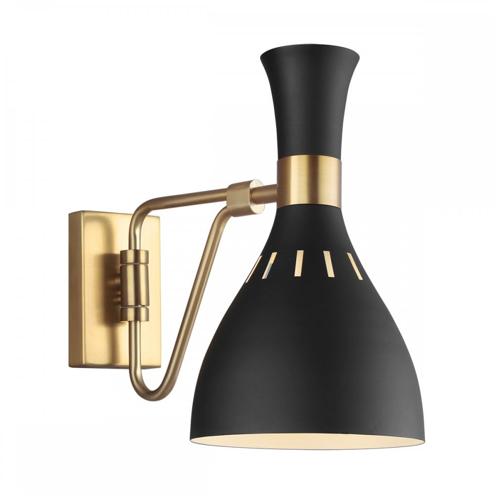 Joan Modern Wall Light In Black And Burnished Brass Finish FE-JOAN1-MB