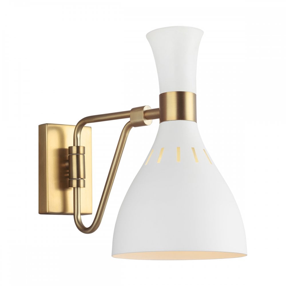 Joan Modern Wall Light In White And Burnished Brass Finish FE-JOAN1-MW