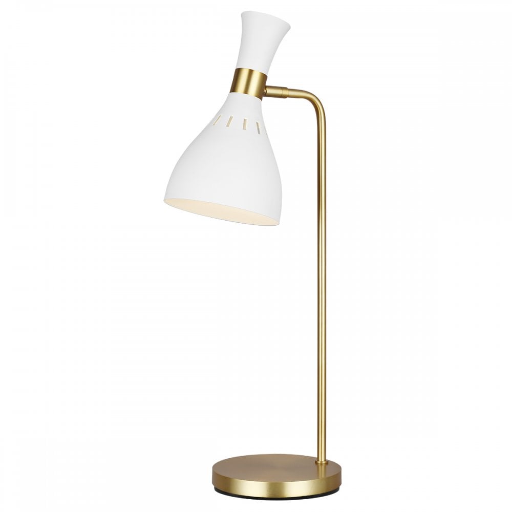 Joan Modern Table Lamp In White And Burnished Brass Finish FE-JOAN-TL-MW
