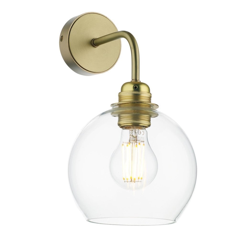 Apollo Wall Light In Butter Brass Finish With Clear Glass Shade APO0740C