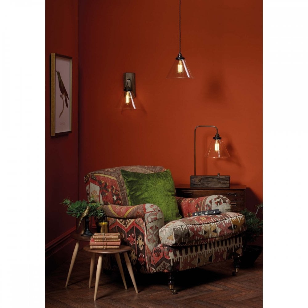 Aspen Dimmable Table Lamp With Wooden Base And Clear Glass Shade ASP4229