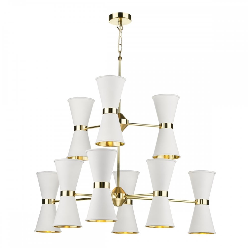 Hyde 18 Light Ceiling Pendant Light In Arctic White And Brass Finish HYD18