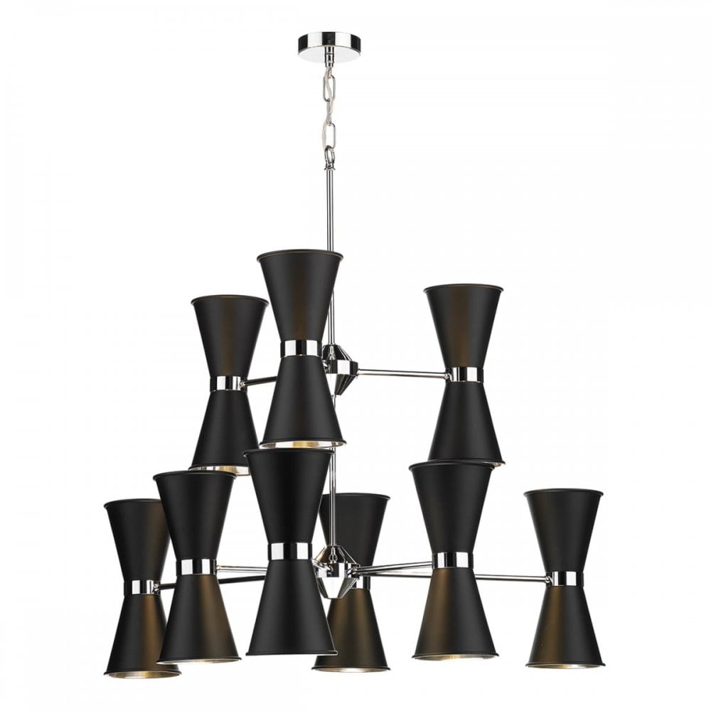 Hyde 18 Light Ceiling Pendant Light In Black And Polished Chrome Finish HYD1822C
