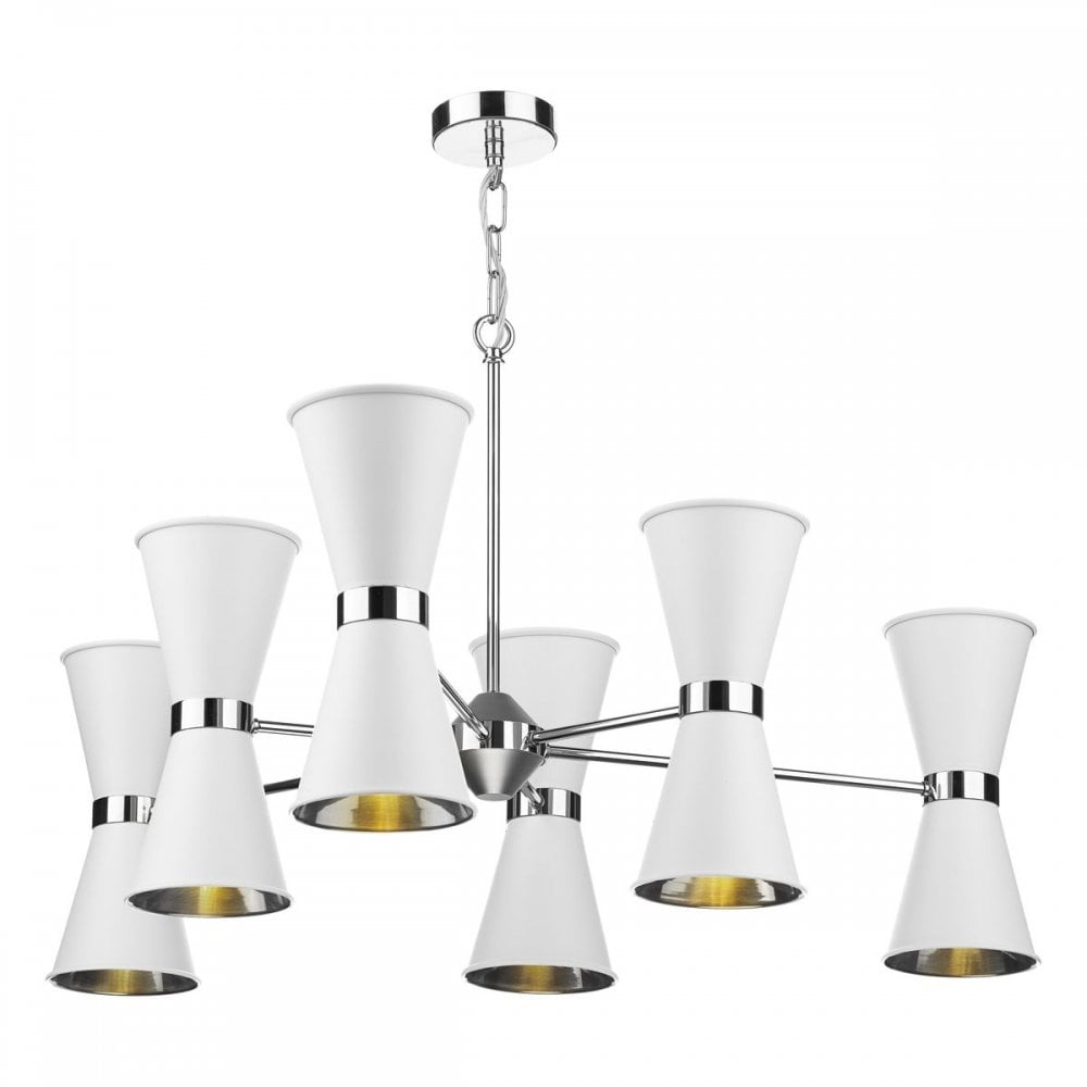Hyde 12 Light Ceiling Pendant Light In Arctic White And Polished Chrome Finish HYD12