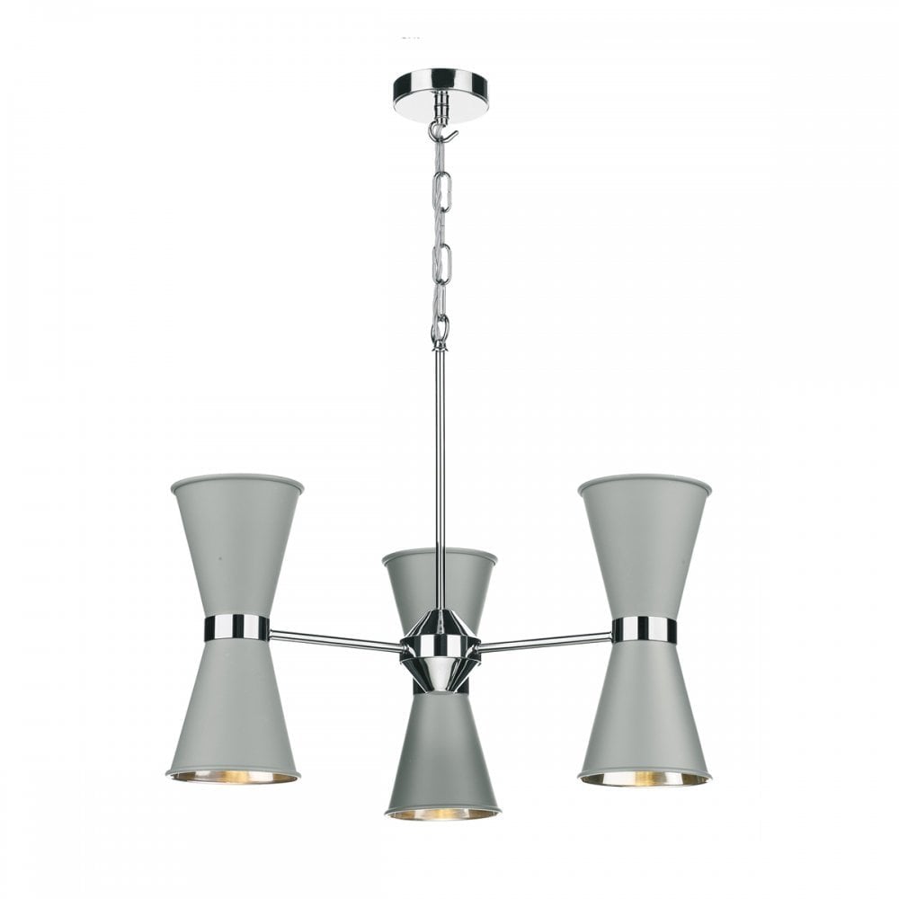 Hyde 6 Light Ceiling Pendant In Powder Grey And Polished Chrome Finish HYD0639C