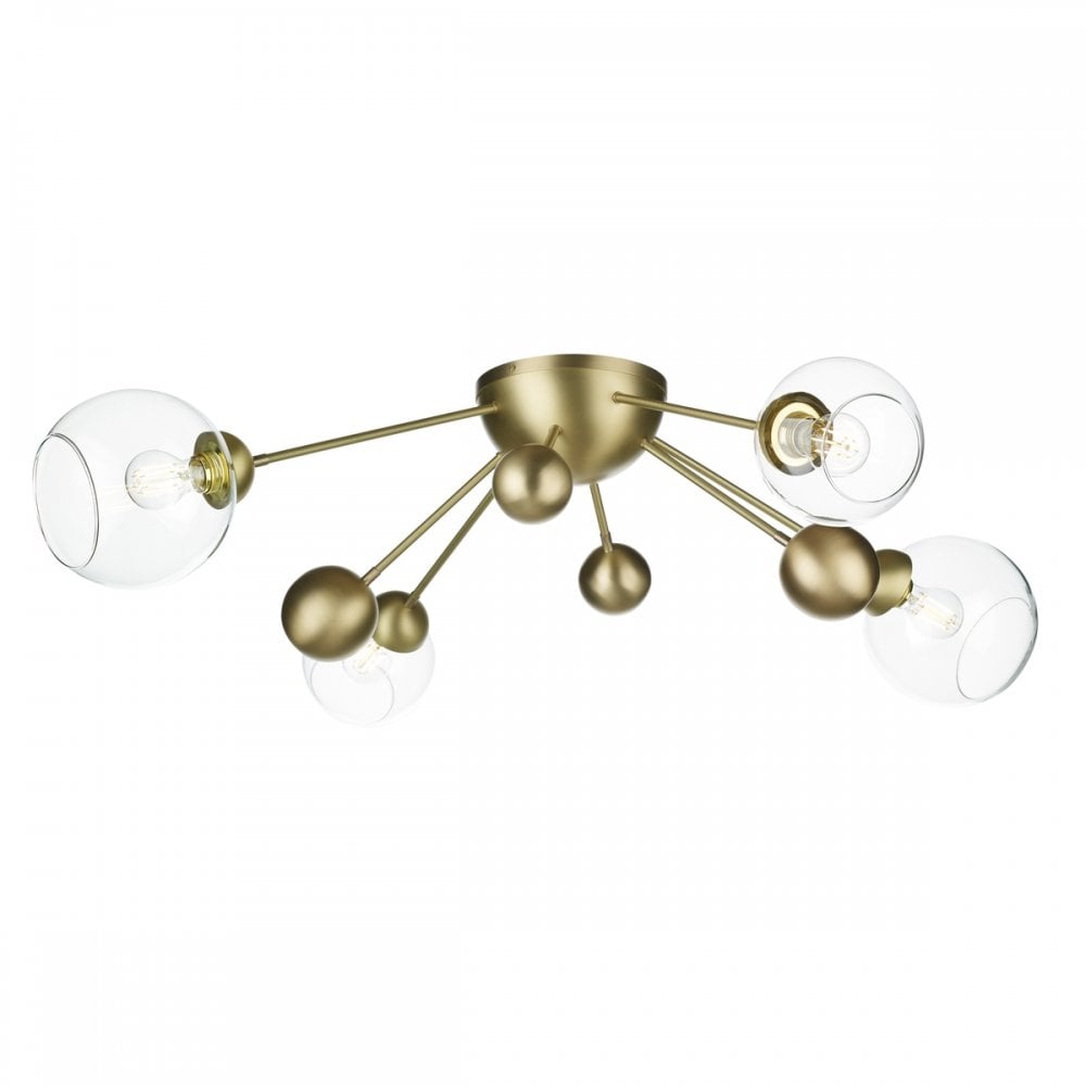 Cosmos 4 Light Semi Flush Ceiling Light In Butter Brass Finish COS5840