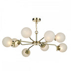 Jazz 8 Light Ceiling Pendant Light In Butter Brass With Frosted Glass JAZ0840