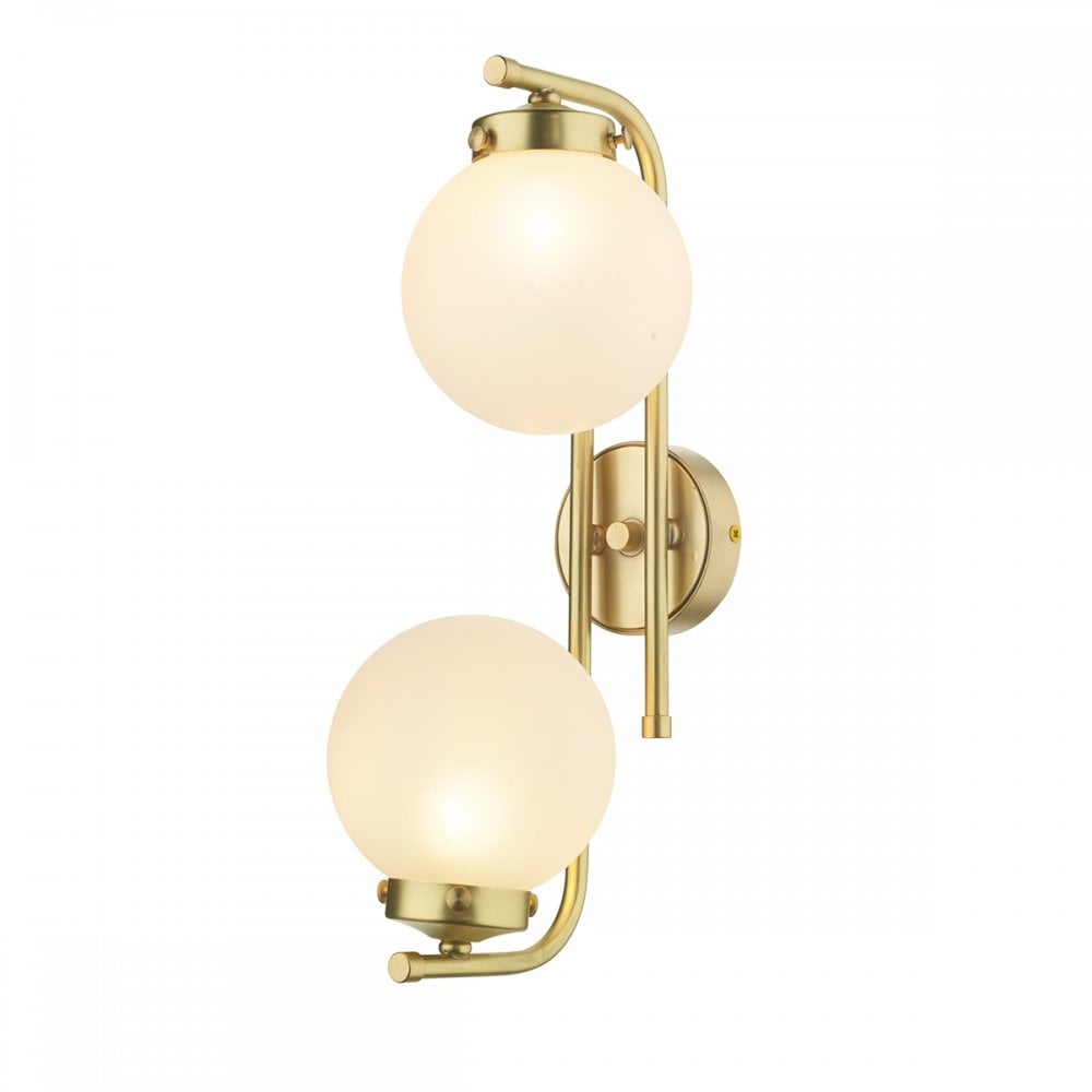Jazz 2 Light Wall Light In Butter Brass With Frosted Glass JAZ0940