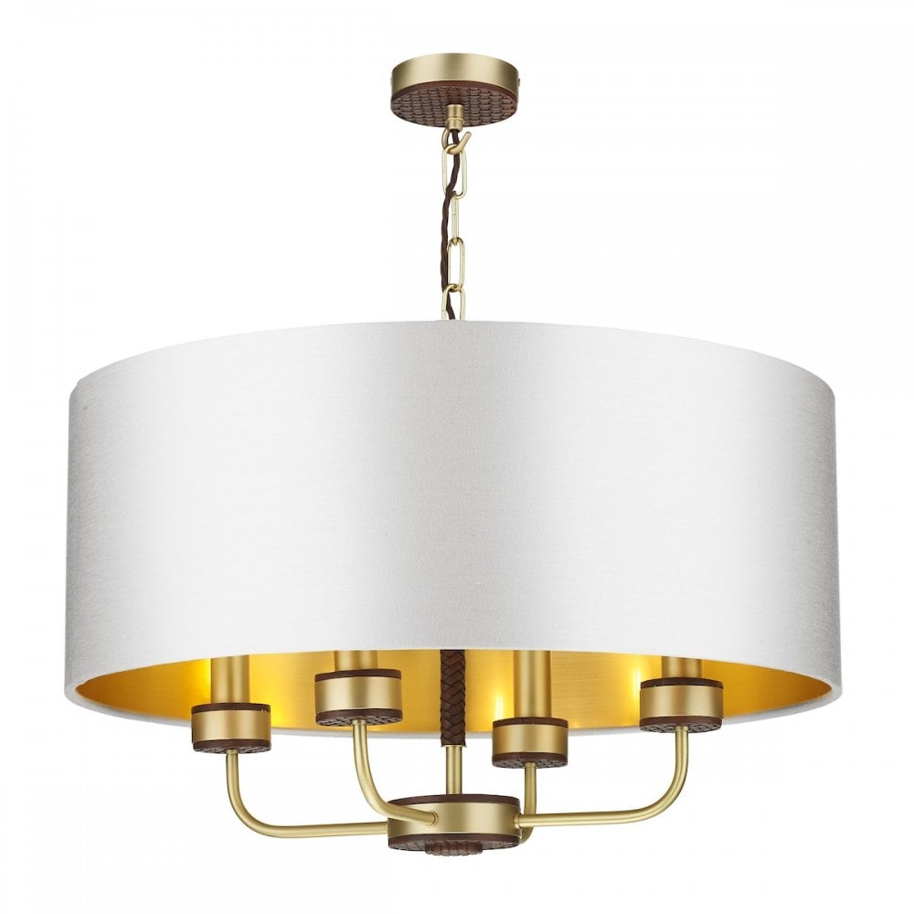 Hunter 4 Light Pendant In Butter Brass Finish With Shade HUN0440