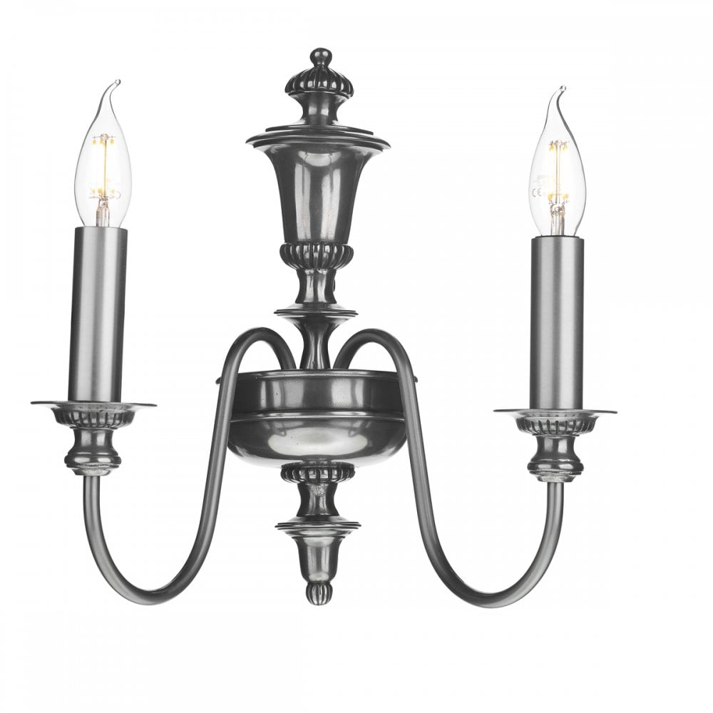 Dickens 2 Light Wall Light In Pewter Finish DIC0967