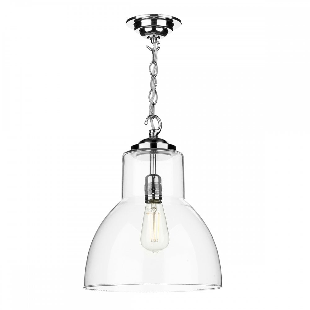 Upton Contemporary Ceiling Pendant Light In Polished Chrome Finish With Clear Glass UPT8150
