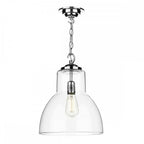 Upton Contemporary Ceiling Pendant Light In Polished Chrome Finish With Clear Glass UPT8150