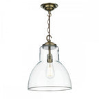 Upton Contemporary Ceiling Pendant Light In Antique Brass Finish With Clear Glass UPT8175