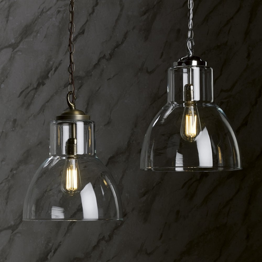 Upton Contemporary Ceiling Pendant Light In Antique Brass Finish With Clear Glass UPT8175