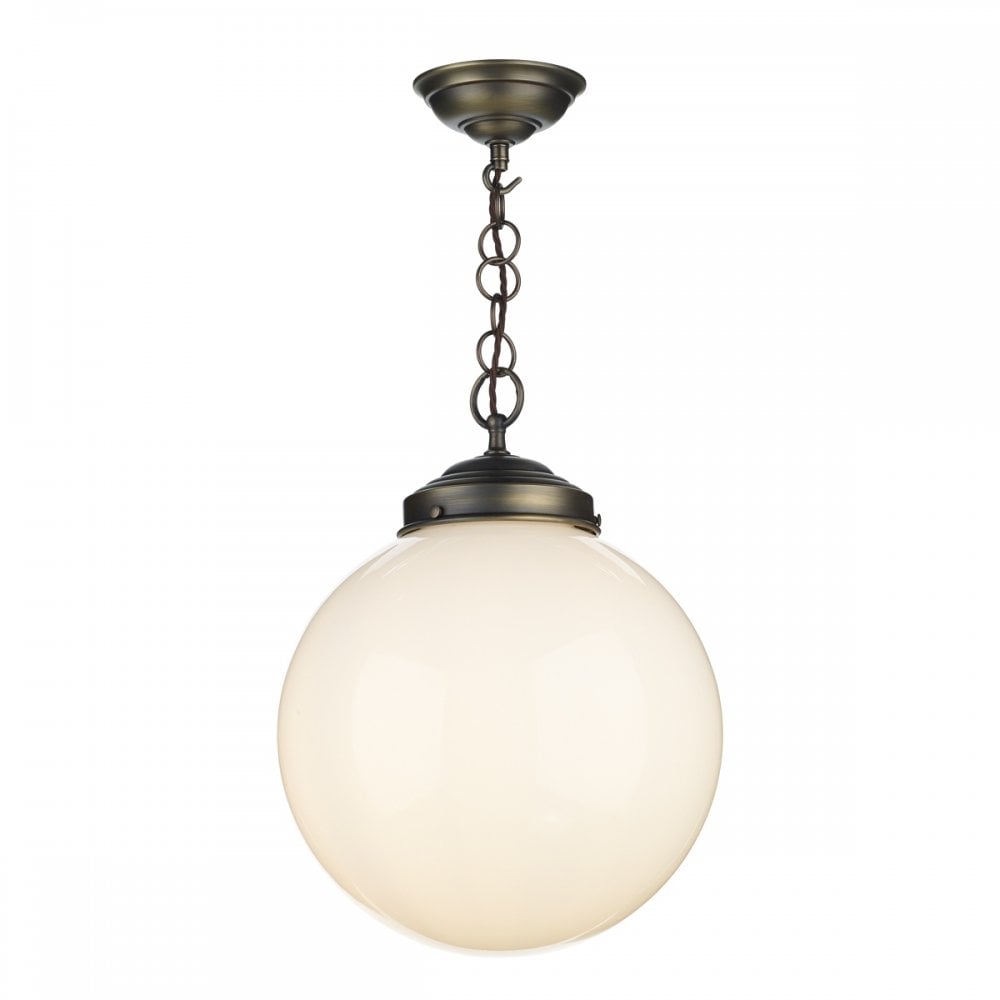 Fairfax Ceiling Pendant Light In Antique Brass Finish With Opal Glass Shade FAI8172