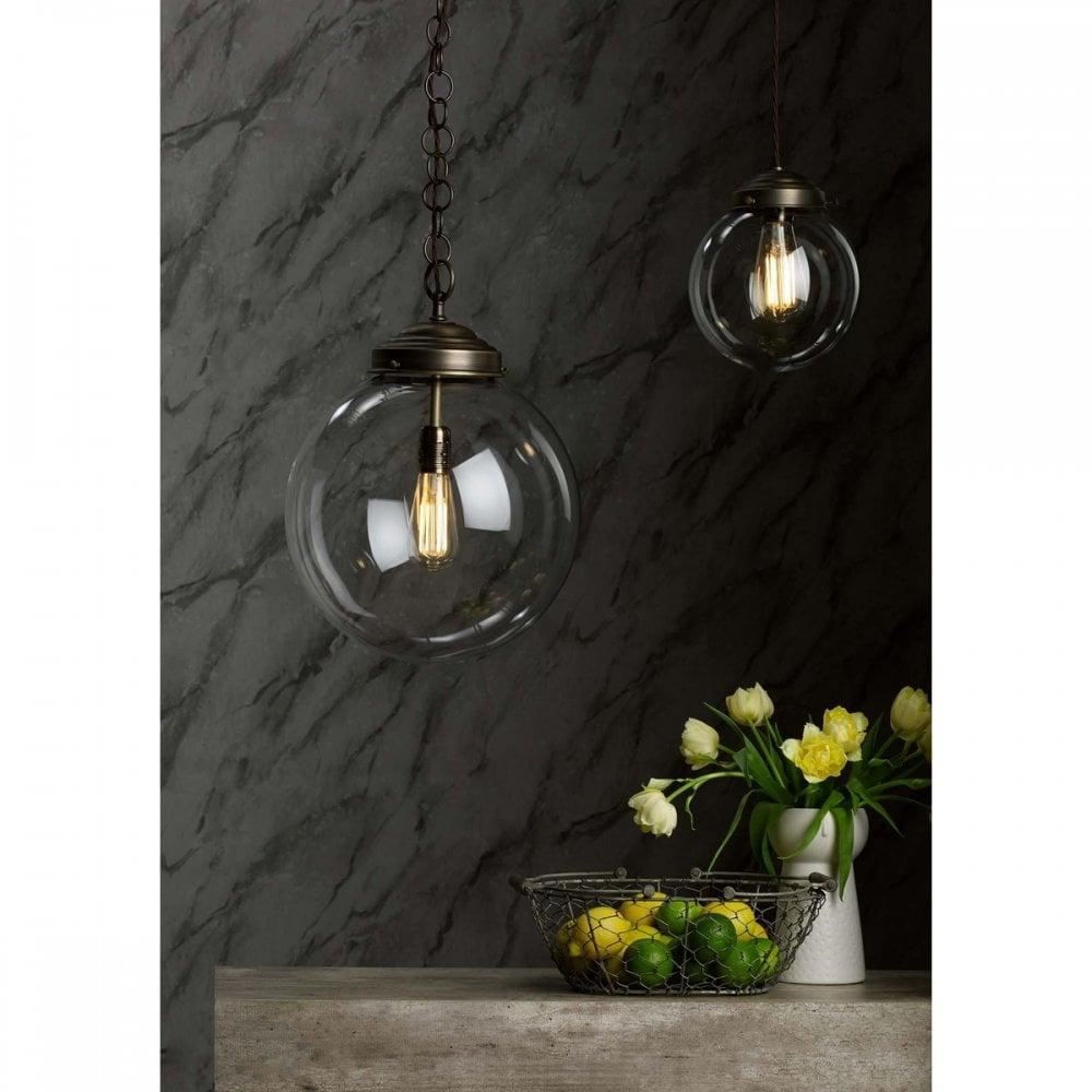 Fairfax Ceiling Pendant Light In Antique Brass Finish With Clear Glass Shade FAI0175
