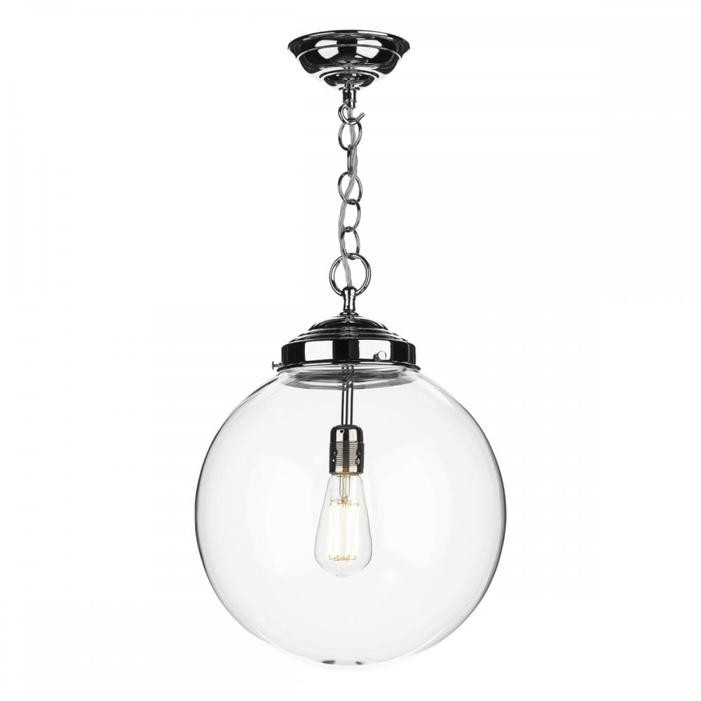 Fairfax Ceiling Pendant Light In Polished Chrome Finish With Clear Glass Shade FAI8150