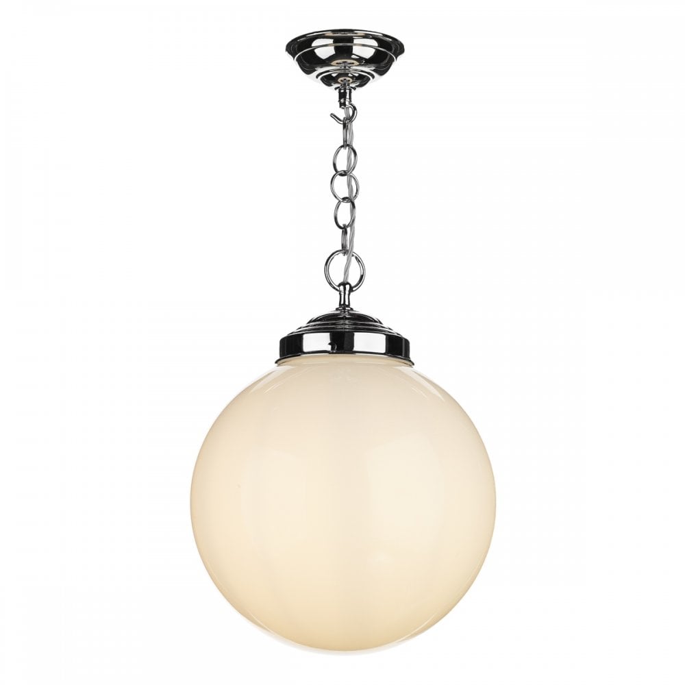 Fairfax Ceiling Pendant Light In Polished Chrome Finish With Opal Glass Shade FAI8152