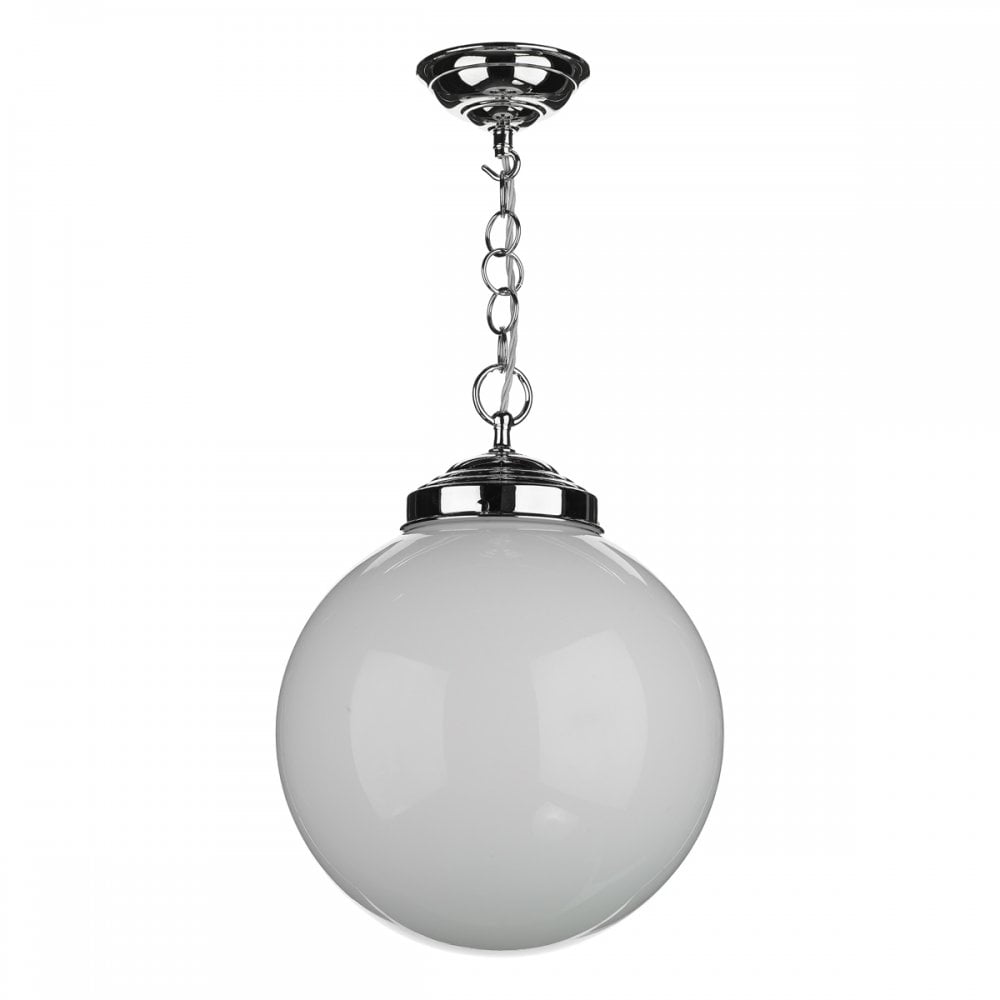 Fairfax Ceiling Pendant Light In Polished Chrome Finish With Opal Glass Shade FAI8152