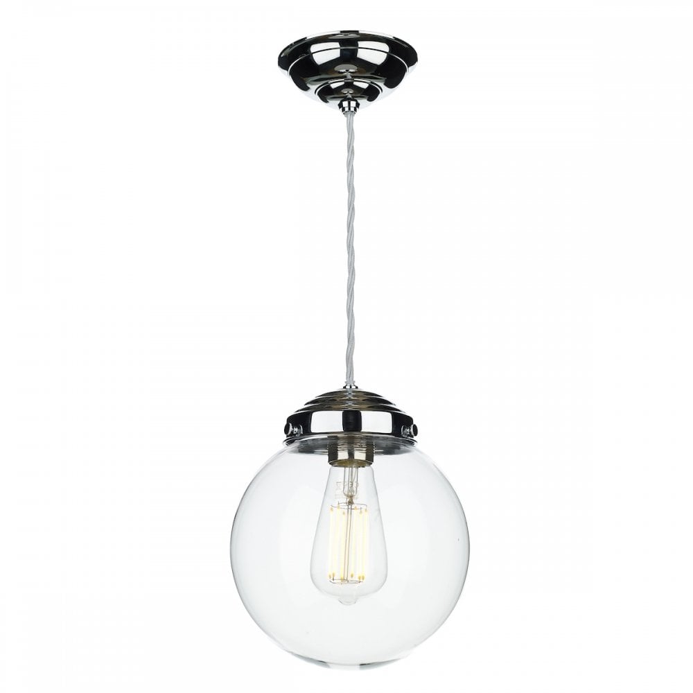 Fairfax Ceiling Pendant Light In Polished Chrome Finish With Clear Glass Shade FAI0150