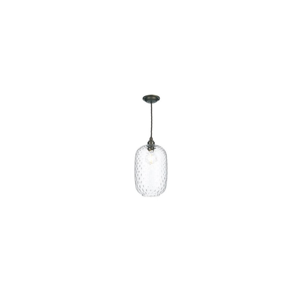 Duxford Ceiling Pendant Light In Bronze Finish With Clear Glass Shade DUX6575 + VID8608