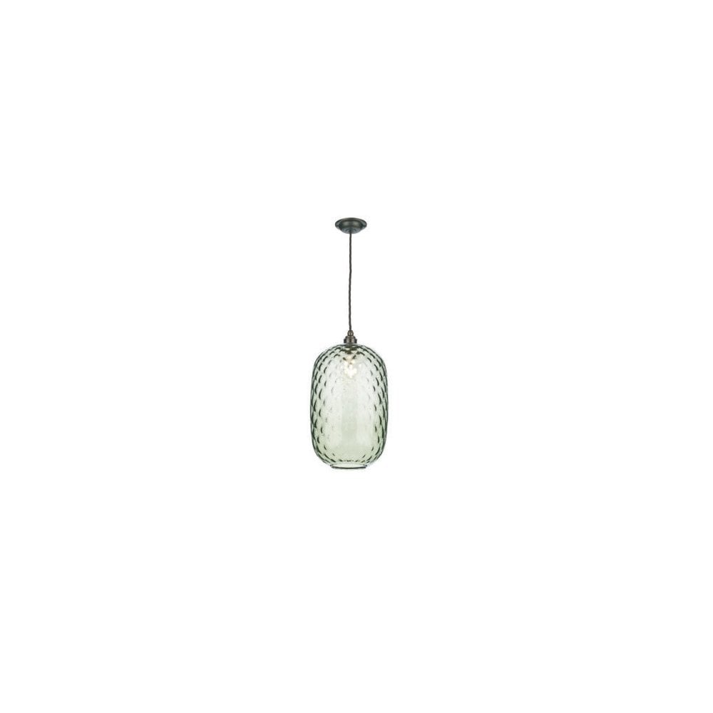 Duxford Ceiling Pendant Light In Bronze Finish With Green Glass Shade DUX6575 + VID8624
