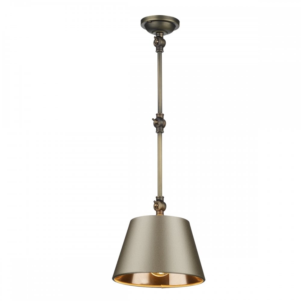 Hoxton Ceiling Pendant Light In Brass Finish With Almond Cream Shade HOX0775+EMP2018-BZ