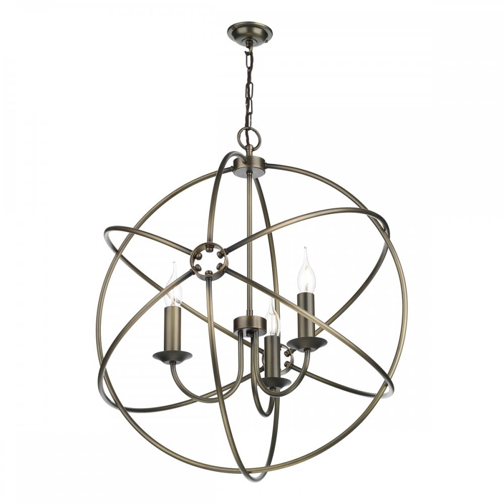 Orb 3 Light Ceiling Pendant In Antique Brass Finish ORB0375