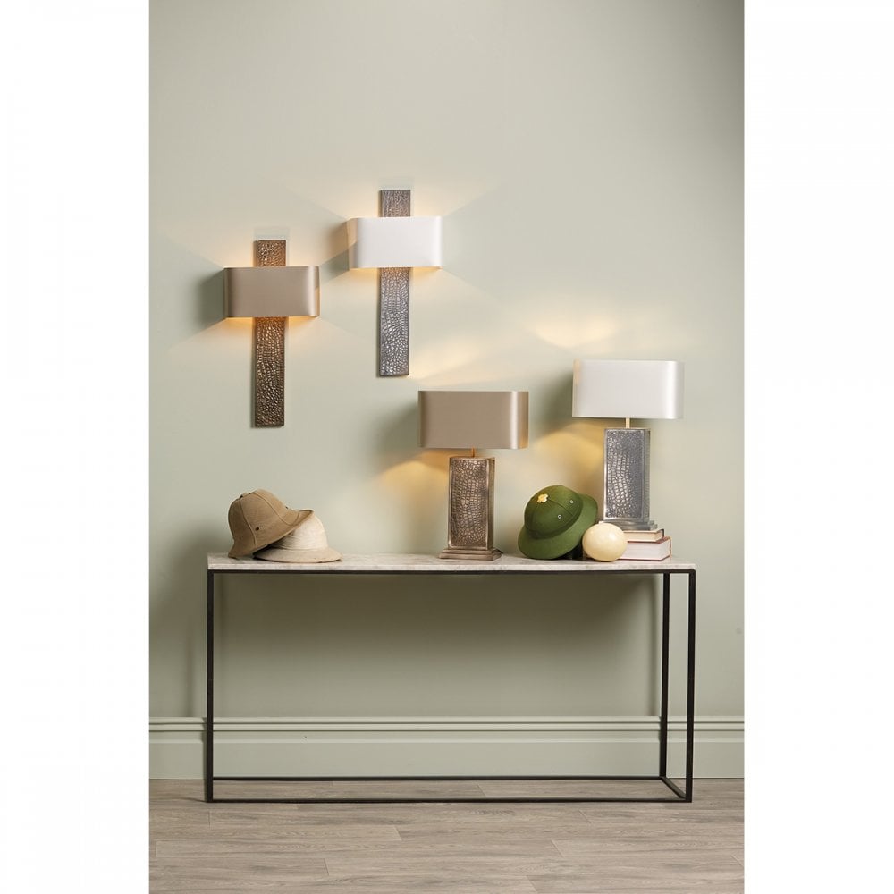 Croc Stylish Wall Light In Bronze With Almond Cream Shade CRO07