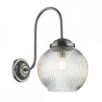 Henley Single Wall Light In Satin Chrome Finish With Ribbed Glass HEN0746