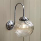 Henley Single Wall Light In Satin Chrome Finish With Ribbed Glass HEN0746