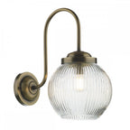 Henley Single Wall Light In Antique Brass Finish With Ribbed Glass HEN0775
