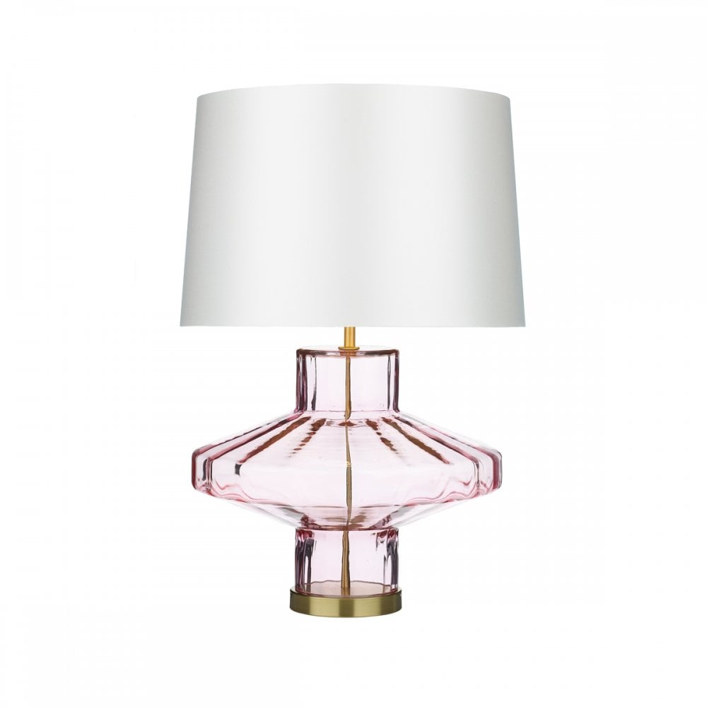 Vienna Table Lamp In Pink Glass Base With Swan Shade VIE4303+TAP4016