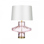 Vienna Table Lamp In Pink Glass Base With Swan Shade VIE4303+TAP4016