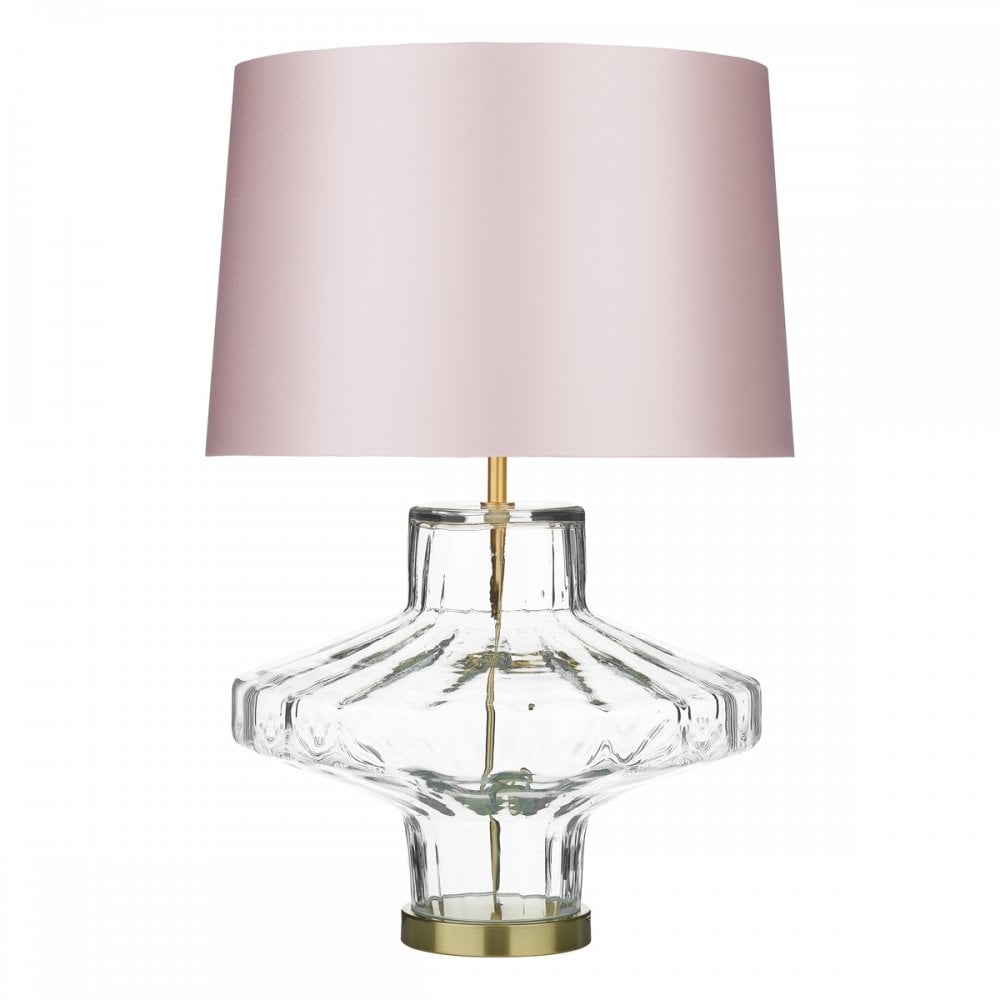 Vienna Table Lamp In Clear Glass Base With Pink Shade VIE4308+TAP4006