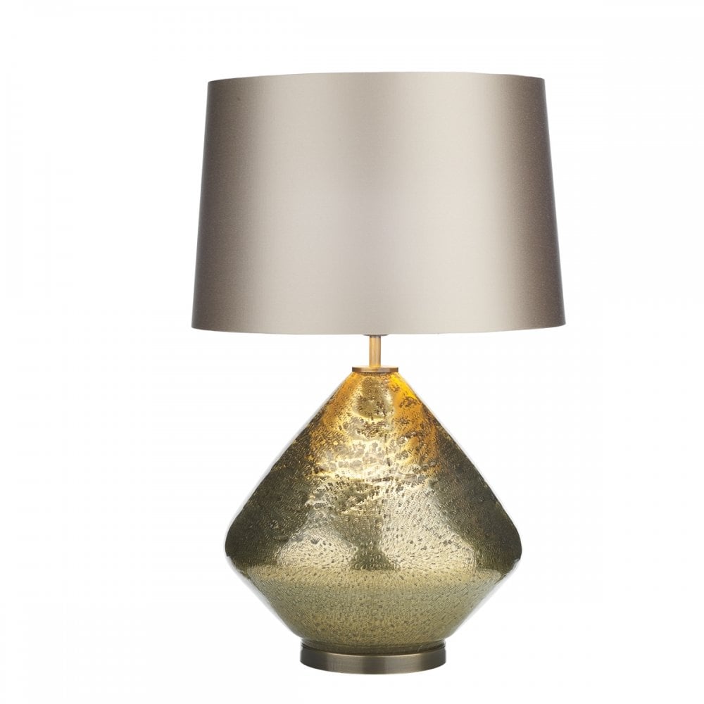 Evora Stylish Table Lamp In Gold Finish With Almond Shade EVO4335+TAP4018