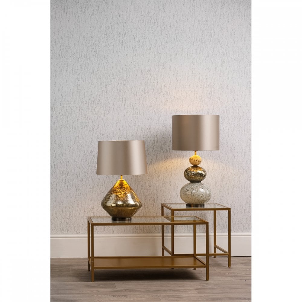 Evora Stylish Table Lamp In Gold Finish With Almond Shade EVO4335+TAP4018