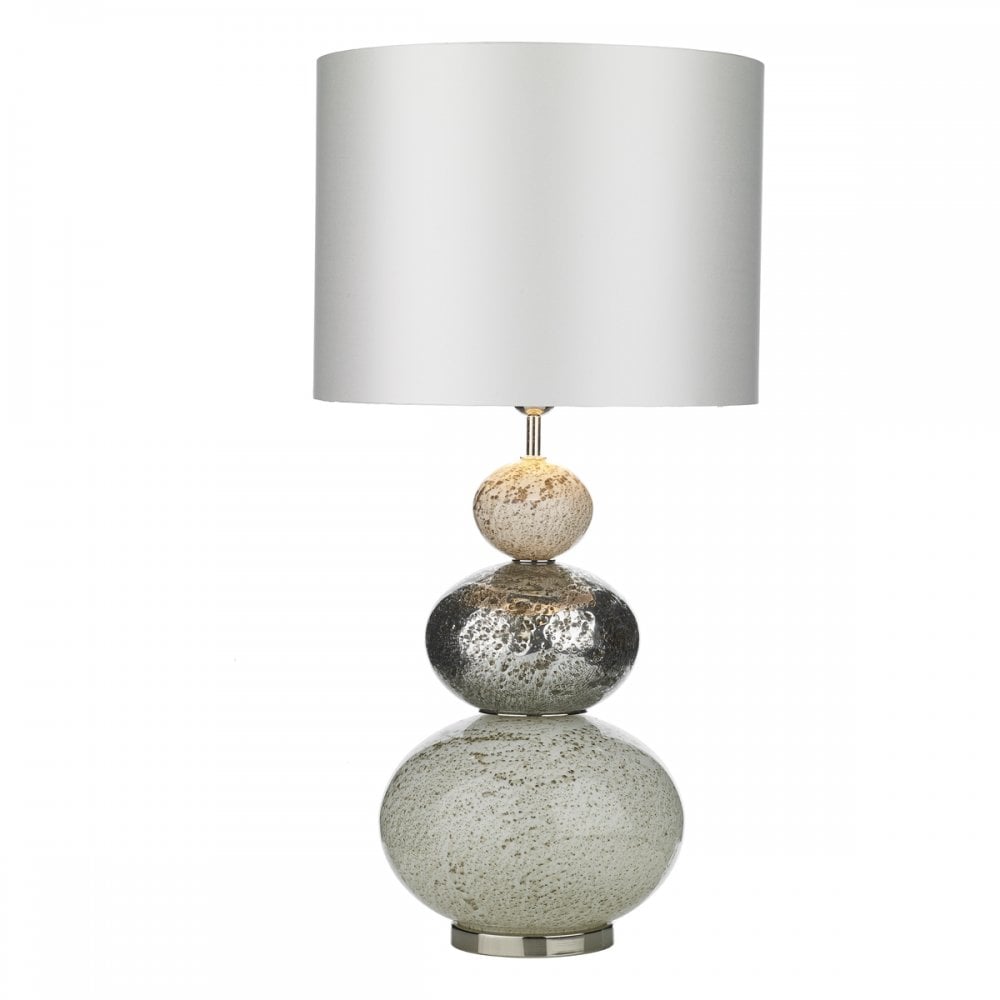 Boavista Table Lamp In Volcanic Pewter Finish With Swan Shade BOA4355+DRM4016-SI