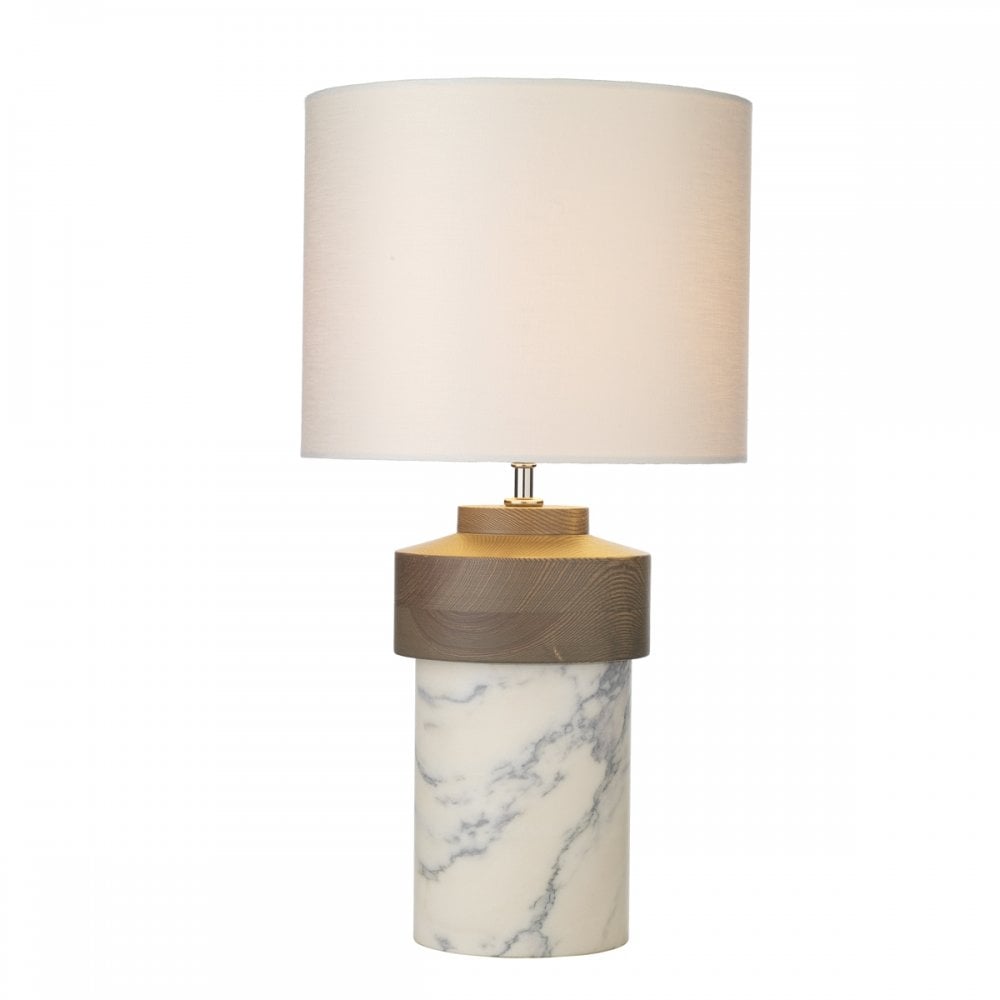 Nomad Table Lamp In Pele De Tigre Marble With Shade NOM4302+DRM3007-GD
