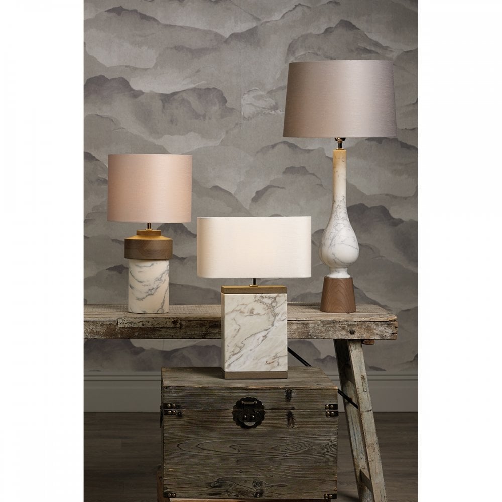 Nomad Table Lamp In Pele De Tigre Marble With Shade NOM4302+DRM3007-GD