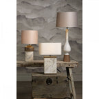 Nomad Table Lamp In Pele De Tigre Marble With Shade NOM4302+DRM3007-GD