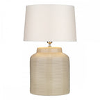 Tidal Taupe Gloss Ceramic Table Lamp With Bone White Shade TID4133+TAP4007-WI