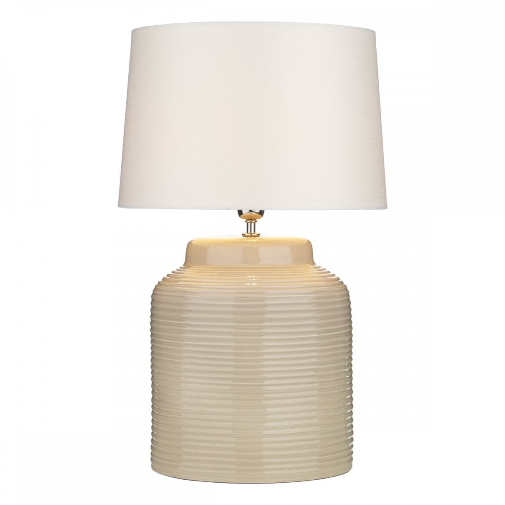 Tidal Taupe Gloss Ceramic Table Lamp With Bone White Shade TID4133+TAP4007-WI