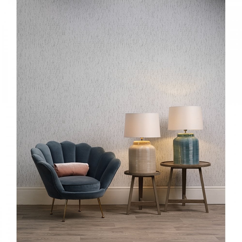 Tidal Taupe Gloss Ceramic Table Lamp With Bone White Shade TID4133+TAP4007-WI
