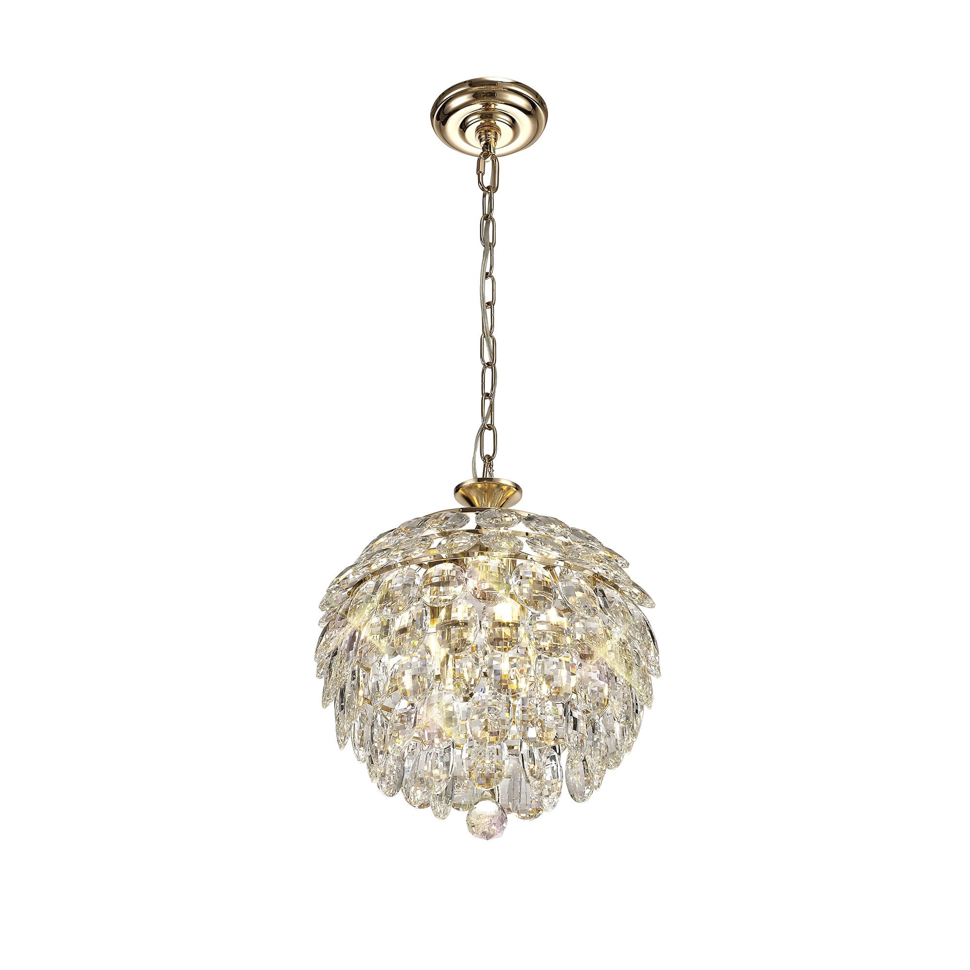 Coniston Stylish 3 Light Crystal Ceiling Pendant Light In French Gold Finish IL32803