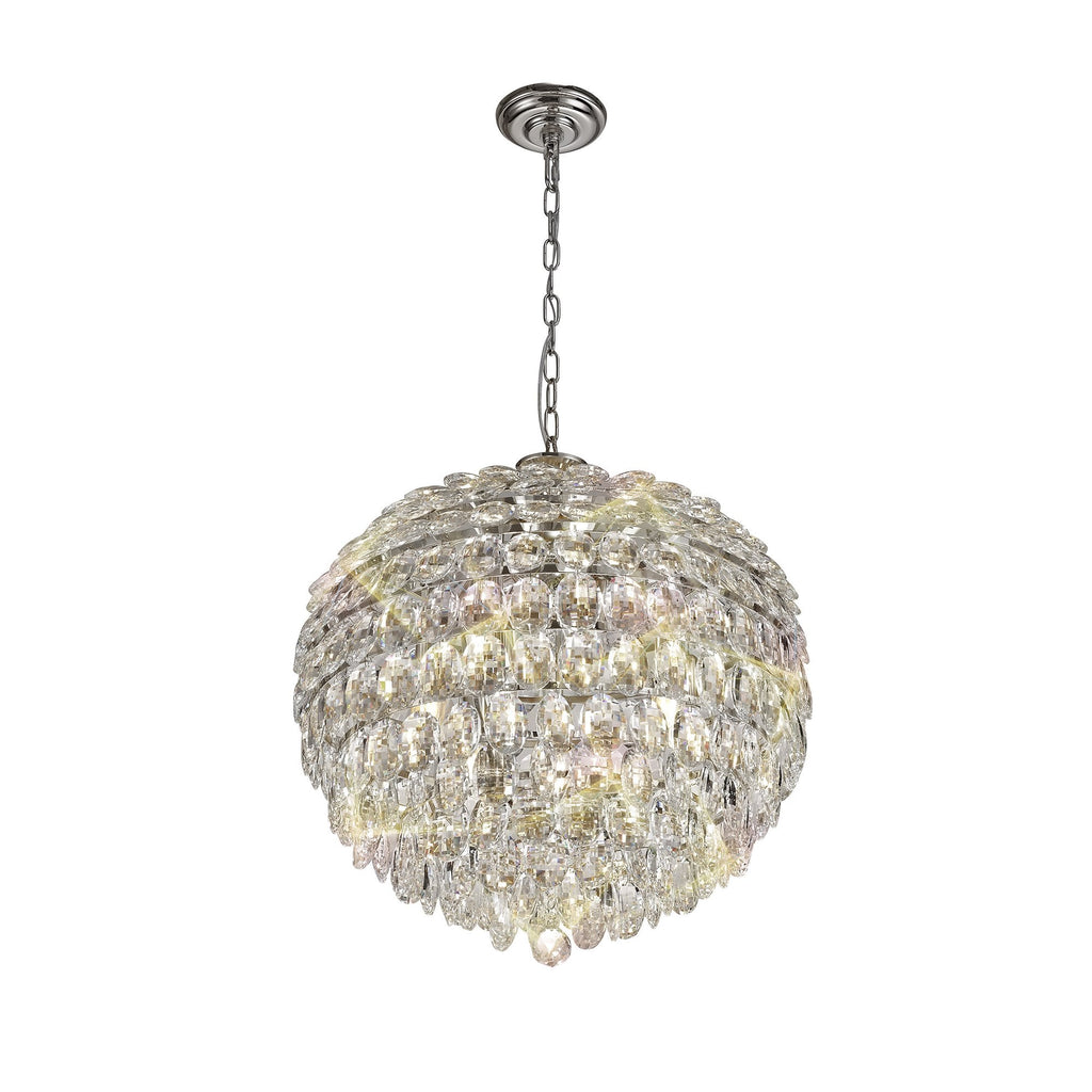 Coniston Stylish 9 Light Crystal Ceiling Pendant Light In Polished Chrome Finish IL32802